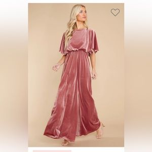 Red Dress: Ready for Tonight Mauve Velvet Maxi Dress - Small (Never Worn)